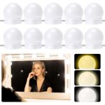 Ulisem - lumi�re de miroir, 10 ampoules hollywood kit de lumi�re led dimmable, lampe de coiffeuse r�glable ...