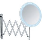 Miroir maquillage led mural barona, avec bras tlescopique, miroir grossissant x5,  20 cm, acier - plastique, ...