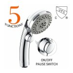 Ulisem - pommeau de douche chromé avec bouton stop, douchette à main 5 jets au choix, picots anticalcaires. ... Ulisem - pommeau de douche chromé avec bouton stop, douchette à main 5 jets au choix, picots anticalcaires. ...