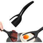Spatule  omelette spatule antiadhsive 2 en 1 avec pince alimentaire spatule  oeufs en silicone spatule ...