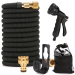 Tuyau d'arrosage extensible haute pression de 15m / 50ft - avec pistolet  8 fonctions pour nettoyage ...