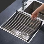 Ulisemegouttoir vaisselle inox noir cuisine s�choir � rouleaux repliable et amovible en acier inoxydable ...