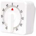 Ulisemhorloge de cuisine mcanique de 60 minutes, minuteur visuel carr blanc avec alarme forte - blanc ...