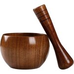 Ulisemmortier et pilon en bois d'olivier, ensemble mortier et pilon, mortier et pilon en bois rtro