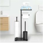 Ulisemporte - papier toilette en acier inoxydable, porte - papier toilette sur pied avec brosse de toilette, ...
