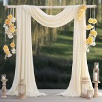 Ulisemrideau en tulle beige, 75 x 600 cm mariage arche tenture, tissu drap� en tulle extensible, pour ...