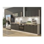 Ultra cuisine complete avec meuble four et plan de travail inclus l 300 cm - gris mat