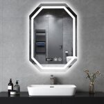 Ultrixe - miroir lumineux de salle de bain miroir de courtoisie mural avec �clairage led / horloge et ...