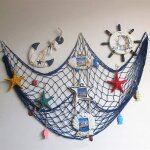 Filet de pche dcoratif, style plage et bord de mer, dcoration murale avec coquillages, dcoration ...