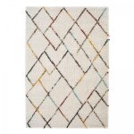 Unamourdetapis - tapis shaggy 120x170 cr�me tiss� rectangle motif berb�re chroma 2