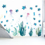 Under the sea stickers muraux tortue de mer stickers muraux herbe de l'oc�an color� algues autocollant ...