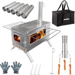 Unho po�le � bois camping avec chemin�e - r�chaud de tente portable en acier inoxydable pour cuisine ...