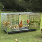 Unho - poulailler en acier inoxydable 110x60x60cm avec panneaux grillags renforc cage solide pour oiseaux ...