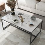 Unho - table basse marbre effet blanc - pierre véritable - meuble cental salon rectangulaire avec plateau ... Unho - table basse marbre effet blanc - pierre véritable - meuble cental salon rectangulaire avec plateau ...
