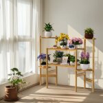 Tagère à plantes en bambou intérieur, porte plante d'angle à 3 niveaux pour plantes, 6 tablettes multifonction ... Tagère à plantes en bambou intérieur, porte plante d'angle à 3 niveaux pour plantes, 6 tablettes multifonction ...