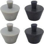 Union - lot 4 bouchons caoutchouc - vidange lavabo & baignoire , noir / gris
