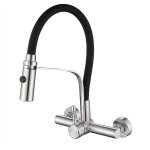 Union - robinet de cuisine mural avec pulv�risateur , 8 pouces , centre flexible , c�ne argent� , bec ...
