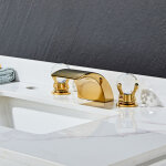 Union - robinet de salle de bain cascade chaud et froid en titane � trois trous avec poign�e en boule ...