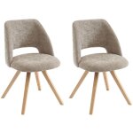 Vente - unique - lot de 2 chaises en tissu et bois d'h�v�a - taupe - vesiani