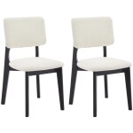 Vente - unique - lot de 2 chaises en tissu bouclette et bois d'hva - blanc et noir - jasmena