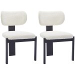 Vente - unique - lot de 2 chaises en tissu bouclette et bois d'h�v�a noir - blanc - wilana