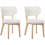 Vente - unique - lot de 2 chaises en velours c�tel� et bois d'h�v�a - blanc - toriel