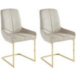 Vente - unique - lot de 2 chaises en velours et mtal dor - beige - berlona