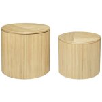 Vente - unique - lot de 2 tables d'appoint rondes avec rangement - rotin - d. 50 x h. 46 cm et d. 39. ...