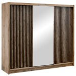 Vente - unique - armoire 3 portes coulissantes - avec miroir - l250 cm - coloris : naturel et noir - ...