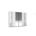Vente - unique - armoire avec 6 tiroirs et 4 portes - avec miroir - l270 cm - blanc - arvolia Vente - unique - armoire avec 6 tiroirs et 4 portes - avec miroir - l270 cm - blanc - arvolia