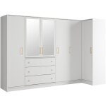 Vente - unique - armoire d'angle 6 portes et 3 tiroirs - avec miroirs - l311 cm - blanc - lizandro Vente - unique - armoire d'angle 6 portes et 3 tiroirs - avec miroirs - l311 cm - blanc - lizandro