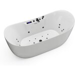 Vente - unique - baignoire balnéo asymétrique à leds - blanche - 190 l - 180 x 80 x 74 cm - bolaza Vente - unique - baignoire balnéo asymétrique à leds - blanche - 190 l - 180 x 80 x 74 cm - bolaza