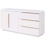 Vente - unique - buffet avec 2 portes et 3 tiroirs - blanc et naturel - nurini Vente - unique - buffet avec 2 portes et 3 tiroirs - blanc et naturel - nurini