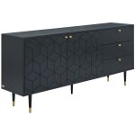 Vente - unique - buffet avec 2 portes et 3 tiroirs placage ch�ne - noir et dor� - parioma