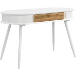 Vente - unique - bureau avec 1 tiroir et 2 portes coulissantes - coloris : blanc et naturel - velurani ...