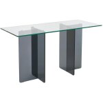 Vente - unique - bureau - verre tremp� - transparent et anthracite - bylena