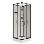 Vente - unique - cabine de douche hydromassante en fibre de bambou - noir mat - l80 x l80 x h225 cm - ...