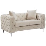 Vente - unique - canap� 2 places chesterfield en velours beige edwina