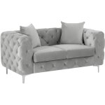 Vente - unique - canap� 2 places chesterfield en velours gris clair edwina