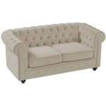 Vente - unique - canap� 2 places en velours beige chesterfield