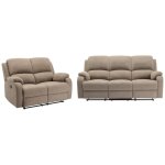 Vente - unique - canapé 3 places et 2 places relax en microfibre taupe brody Vente - unique - canapé 3 places et 2 places relax en microfibre taupe brody