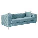 Vente - unique - canap� 3 places chesterfield en velours bleu pastel edwina