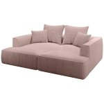 Vente - unique - canap 3 places confort assise profonde en velours ctel grosses ctes rose poudr ...