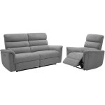 Vente - unique - canapé 3 places et fauteuil relax électrique en tissu gris cartasia Vente - unique - canapé 3 places et fauteuil relax électrique en tissu gris cartasia