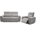 Vente - unique - canapé 3 places et fauteuil relax électrique en tissu gris lorgita Vente - unique - canapé 3 places et fauteuil relax électrique en tissu gris lorgita