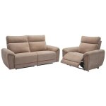 Vente - unique - canapé 3 places et fauteuil relax électrique en tissu taupe djaralo Vente - unique - canapé 3 places et fauteuil relax électrique en tissu taupe djaralo