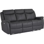 Vente - unique - canapé 3 places relax électrique en cuir de vachette gris anthracite nomajo Vente - unique - canapé 3 places relax électrique en cuir de vachette gris anthracite nomajo