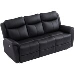 Vente - unique - canap 3 places relax lectrique en cuir de vachette noir nomajo