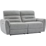 Vente - unique - canap 3 places relax lectrique en tissu textur gris brevio