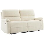 Vente - unique - canap� 3 places relax �lectrique en velours c�tel� beige lunano